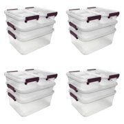 Sterilite Set of 4 Modular Latch Boxes Metropolis Burgundy Case of 4