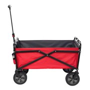 Seina 150 Pound Capacity Portable Folding Steel Wagon Outdoor Garden Cart, Red