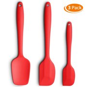 Silicone Spatula 3-piece Set, High Heat-Resistant Pro-Grade Spatulas, Non-stick Rubber Spatulas with Stainless Steel Core, Red, I2341