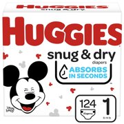 Huggies Snug & Dry Baby Diapers, Size 1, 124 Ct