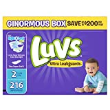 Luvs Ultra Leakguards Disposable Diapers Size 2, 216 Count, ONE MONTH SUPPLY