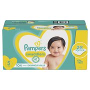 Pampers Swaddlers Soft and Absorbent Diapers, Size 5, 104 Ct