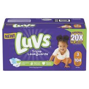 Luvs Triple Leakguards Extra Absorbent Diapers, Size 3, 104 Ct