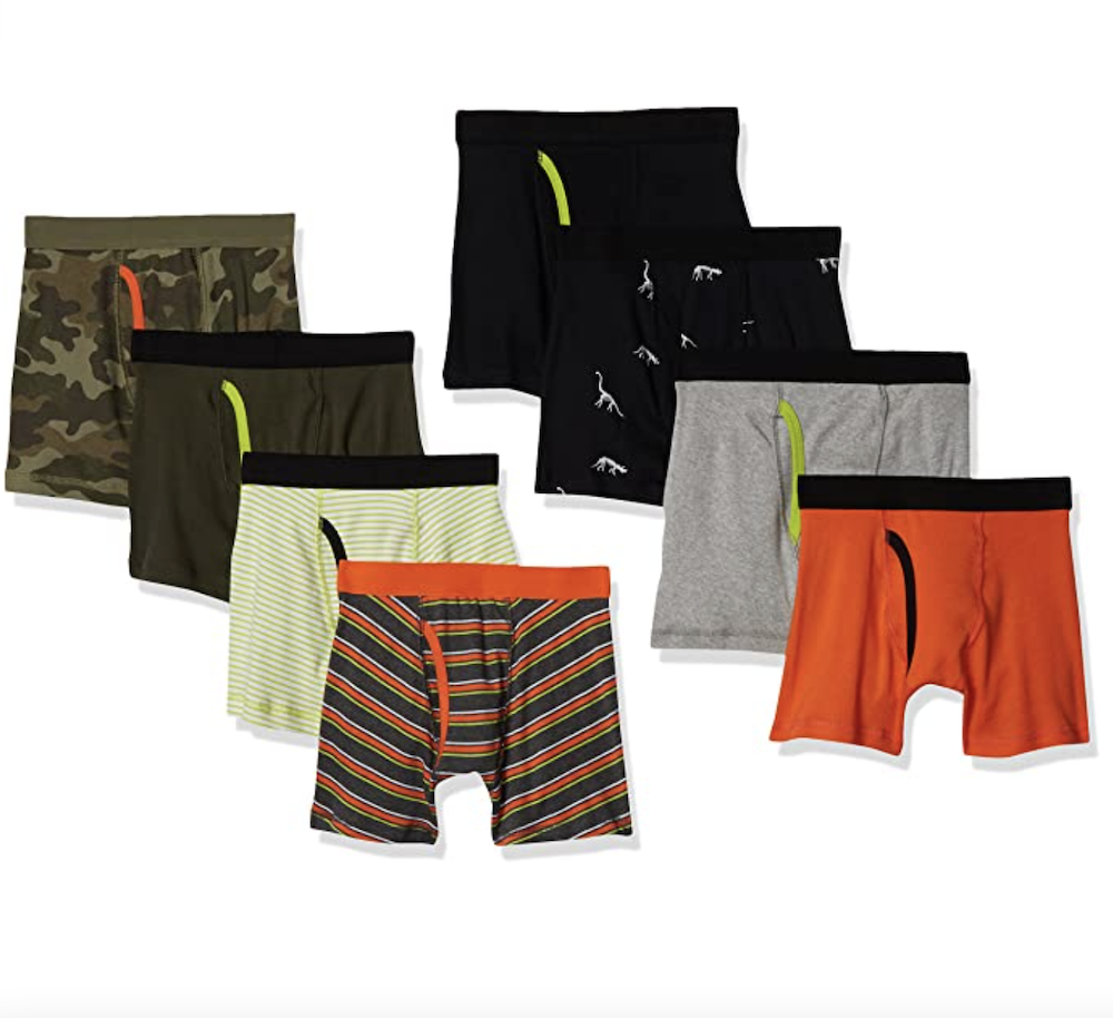Amazon Essentials Kids Boys Cotton Boxer Briefs Underwear, 8-Pack Camo