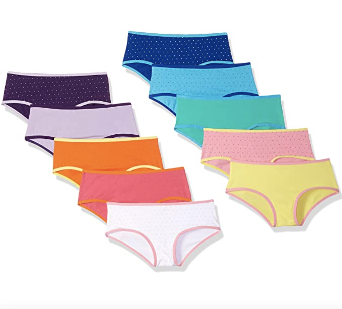 Amazon Essentials Little Girls' 10-Pack Bikini Underwear, Stars/Stripes, S (6/7)