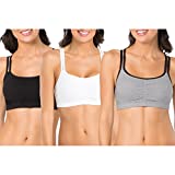 Pack Of 3 Women's Cotton Pullover Sport Bra Fruit of the Loom  (Pack Of 3), Grey Black/White/Black, 34