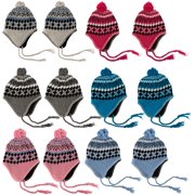 Yacht & Smith 12 Pack Kids Winter Beanie Hat Assorted Colors Bulk Pack Warm Acrylic Cap (Assorted w/Pom Brights)