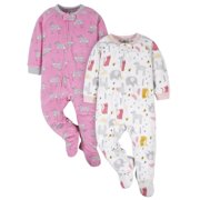 Gerber Baby Girls Fleece Pajamas, 2-Pack