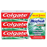 Colgate MaxFresh Whitening Toothpaste with Mini Breath Strips, Clean Mint, 6 Oz, 3 Ct