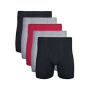 Gildan Adult Men's Boxer Briefs With Covered Waistband, 5-Pack, Sizes S-2XL, 6" Inseam