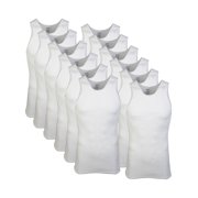 Gildan Adult Men's 12 Pack, Sizes S-2XL Premium Cotton Ribbed White A-Shirt