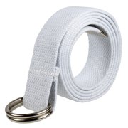 Gelante Canvas Web D Ring Belt Silver Buckle Military Style for men & women 1 or 3 pcs 2052-White (S/M)