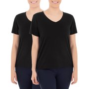 Time and Tru Women's Pima Cotton V-Neck T-Shirt, 2-Pack