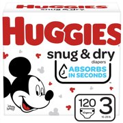 Huggies Snug & Dry Baby Diapers, Size 3, 120 Ct