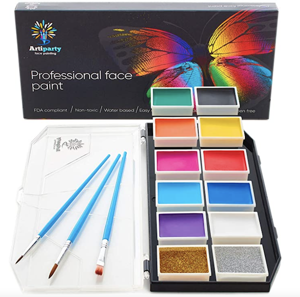 Artiparty Face & Body Paint Kit Professional Non-Toxic & Hypoallergenic Ð Easy to Apply & Remove Ð Plastic Box for Ease of Storage&Carrying Ð Ideal as Adults & Kids Face Painting Set