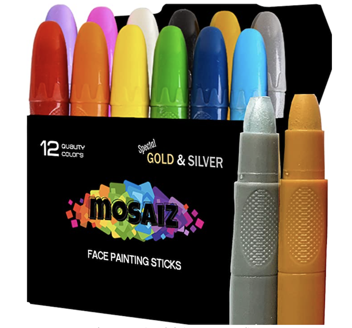 Mosaiz Face Paint Crayon 12 Color (Gold and Silver Included)