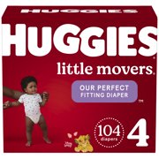 Huggies Little Movers Baby Diapers, Size 4, 104 Ct