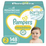 Pampers Swaddlers Wetness Indicator Hypoallergenic Soft Latex and Paraben Free Soft Diapers - Size 2, 148 Count