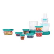 Rubbermaid Flex and Seal Set of 21 Variety Food Storage Containers, Teal Lids
