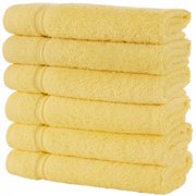 Qute Home 6 Piece Solid Print Cotton Bath Towel Collection, Yellow