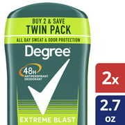 Degree Men Original Antiperspirant Deodorant Extreme Blast Mens Deodorant Stick 48-Hour Odor Protection 2.7oz, 2 Count