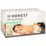 The Honest Company Club Box Diapers with TrueAbsorb Technology, Rose Blossom & Sliced Fruit, Size 1, 80 Count