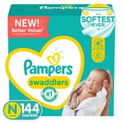 Pampers Swaddlers Diapers, Soft and Absorbent, Newborn, 144 ct
