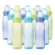 Evenflo Classic Tinted BPA-Free Plastic Baby Bottles, 8oz, Teal/Green/Blue, 12ct