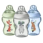 Tommee Tippee Closer to Nature Baby Bottles, Woodland Friends, Breast-Like Nipple, Anti-Colic Valve (9oz, 3 Count)