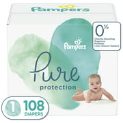 Pampers Pure Protection Natural Newborn Diapers, Size 1, 108 ct