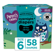 Parent's Choice Gentle Dreams Comfortable and Latex-Free Diapers, Size 6, 58 Count
