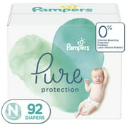 Pampers Pure Protection Natural Newborn Diapers, Size N, 92 ct