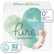 Pampers Pure Protection Natural Newborn Diapers, Size N, 92 ct