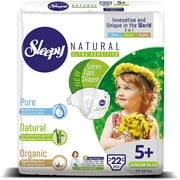 Sleepy Natural Diapers Size 5 - Organic Diapers Highly Absorbent and Hypoallergenic Bamboo Baby Diapers for Girls and Boys - Disposable Diapers 22 Count - Size 5 Diapers, Child Weight 29-44 lbs
