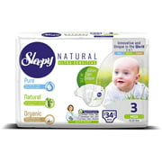 Sleepy Natural Diapers Size 3 - Organic Baby Diapers Highly Absorbent and Hypoallergenic Bamboo Diaper for Girls and Boys - Disposable Diapers 34 Count - Size 3 Diapers, Child Weight 9-20 lbs