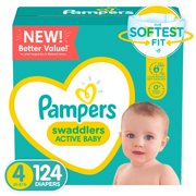 Pampers Swaddlers Active Baby Diapers, Size 4, 124 Count
