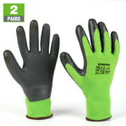 WORKPRO 2 Pairs Garden Gloves, Working Gloves with Eco Latex Palm Coated, Green (XL)