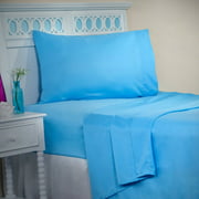 Somerset Home Series Contemporary Blue Solid Print 100% Polyester Sheet Sets, Twin, Stain-Resistant
