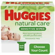 Huggies Natural Care Aloe Baby Wipes, Unscented, 3 Refill Packs (624 Total Wipes)