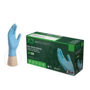 X3 Nitrile, Latex Free, Powder Free, Industrial Disposable Gloves, X-Large, Blue, 100/Box
