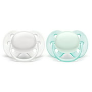 Philips Avent Ultra Soft Pacifier, 0-6 Months, Arctic White / Green, 2 Pack, SCF091/01