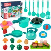 Liberry Kitchen Playset for Kids 3-8, Green Cookware Toy