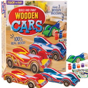 Made By Me Build & Paint Wood Cars, 3 Race Car with Moving Wheelss, 6+
