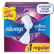 Always Radiant Pads, Size 1, Regular Absorbency, Scented, 42 Count