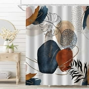 Jokapy Abstract Shower Curtain, Boho Mid Century Modern Neutral Geometric Bathroom Curtain Decor with 12 Hooks, 72" x 72"