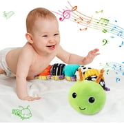 Futhstar Infant Baby Musical Caterpillar Toys with Multi-Sensory Crinkle Rattle and Textures Activity Soft Toys for Tummy Time Newborn Boys 0-3-6-12 Months Boys, Girls