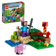LEGO Minecraft The Creeper Ambush Building Toy 21177, Pretend Play Zombie Battle, Ore Mining and Animal Care with Steve, Baby Pig & Chicken Minifigures, Gift for Kids, Boys and Girls Age 7+ Years Old