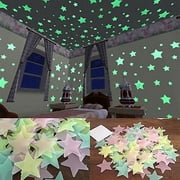 Opolski 100/40Pcs 3D Glow in the Dark Stars Ceiling Wall Stickers Living Home Decor
