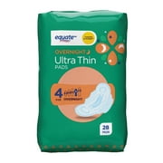 Equate Ultra Thin Pads with Flexi-Wings, Size 4, Overnight, Unscented (28 Count)