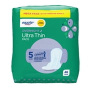 Equate Ultra Thin Pads with Flexi-Wings, Unscented, Extra Heavy Overnight (46 Count)